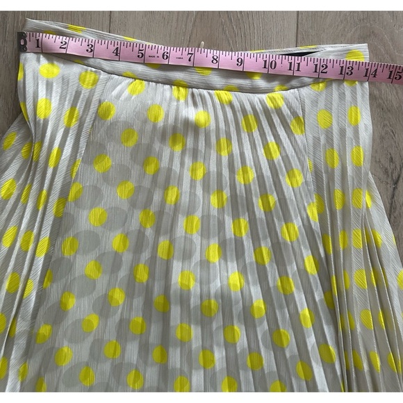 Zara Satin Yellow Polka Dot Pleated Midi Skirt - Picture 7 of 8